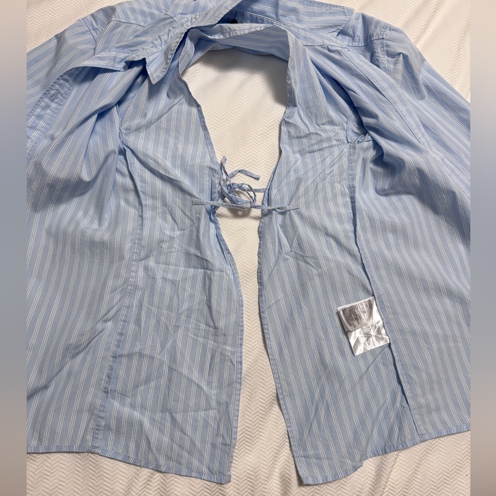 H& M Striped Cotton Relaxed Fit Shirt With Open Back In XS - Picture 5 of 11